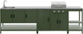 Alice's Garden sweeek - Cuisine extérieure Naxos 3 modules acier inoxydable vert avec barbecue gaz 3 brûleurs