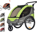 Papilioshop Mover Poussette et remorque – de vélo pour transport 1 ou 2 enfants, chariot, Vert/Gris