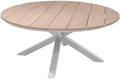 Tables à manger – HESPERIDE, Hespéride - Table de Jardin Ronde Oriengo Blanc - 8 Places - Aluminium Antirouille Acacia, Blanc/Beige