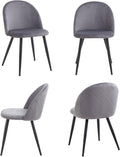 Lot de 4 Chaises de Salle à Manger en Velours Doux - Cuisine Moderne Avec Pieds en Métal et – JZGORC, Gris/Noir