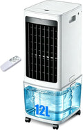 Rafraîchisseur d'Air Portable 1000m3/h – Ventilateur Tour Sans Pale 12 Litres – Rafraîchisseurs d'air par évaporation, Blanc/Noir