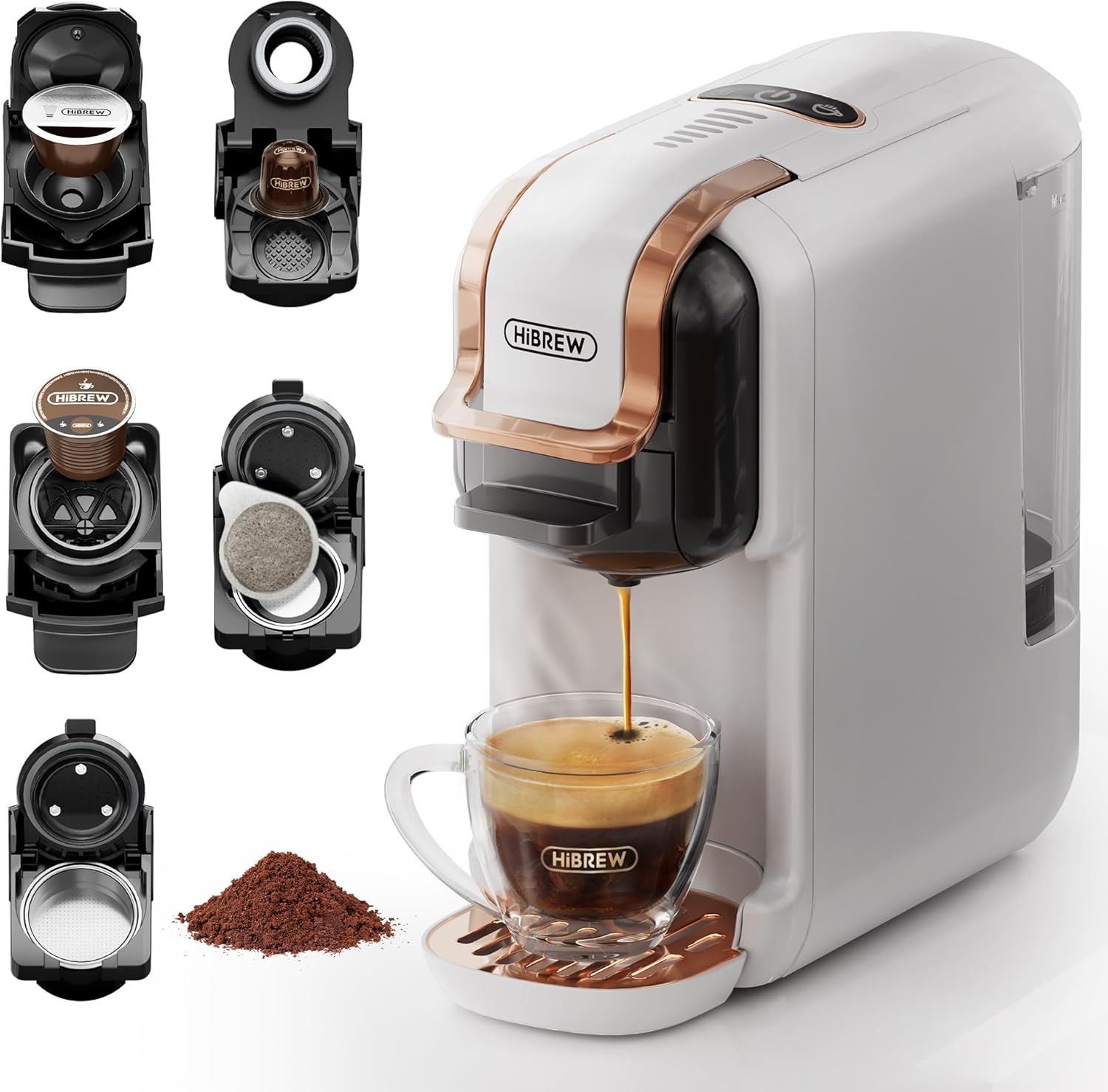 Machines à café 1 tasse – HIBREW, H2B Machine à café pour expresso, 5 en 1, boissons chaudes et froides, infusion froide, or chaud, poudre