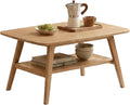 Table Salon avec Rangement 2 Niveaux – Table Basse en Chêne Massif – Tables basses, YESWOOD, 80 x 50 x 44 cm, Chêne Naturel