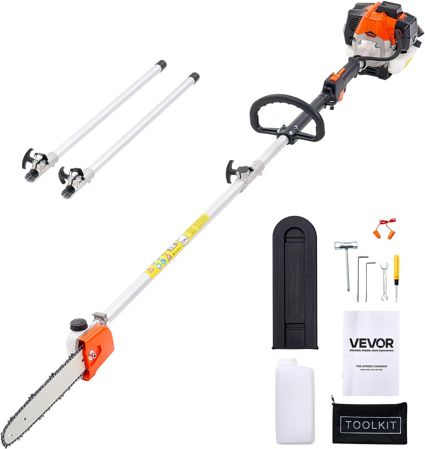 avec Perche Extensible 2 – Élagueuse Thermique sur Perche à 2 Temps – Perches élagueuses, VEVOR, 5 cm, 25 cc, 12-3, 62 m