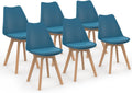 Lot de 6 chaises scandinaves SARA Bleu Canard pour Salle à Manger – IDMarket, Parfaitement stables, elles, Bleu Canard/Bois