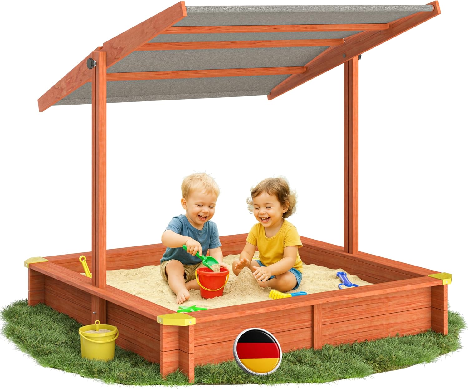 toit avec protection UV 50+ protège votre enfant des rayons directs du soleil – Spielwerk, Marron/Gris