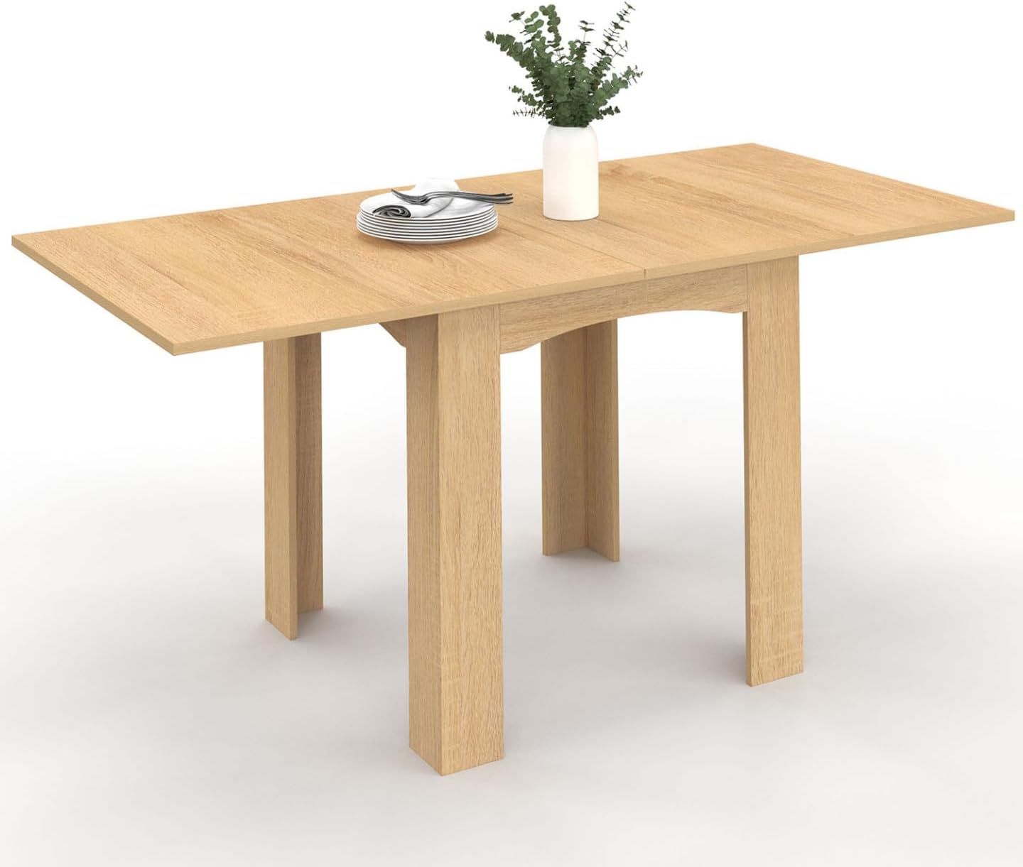 IDMarket Table à Manger Extensible Rectangle Dona 4-8 Personnes hêtre 80-160cm – Chêne Clair
