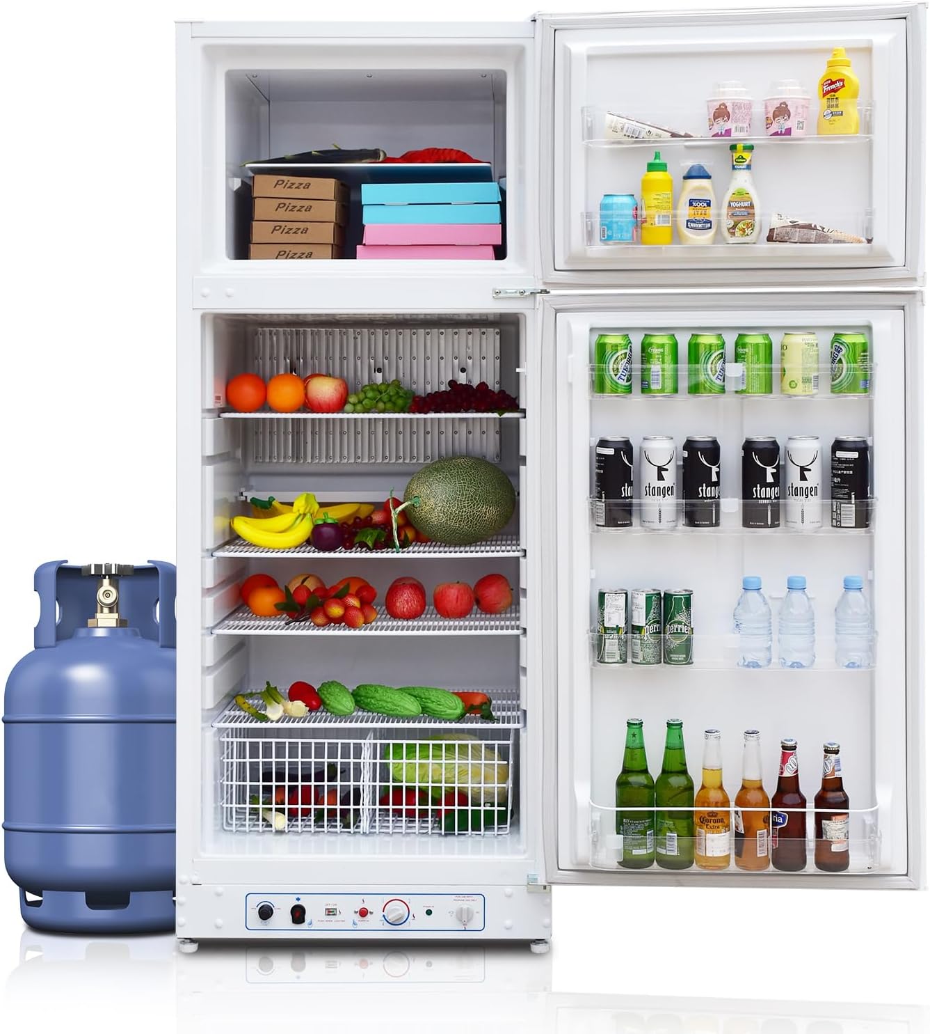 Mini réfrigérateurs – SMETA, Frigo Gaz avec Congélateur 380L, Frigo Camping Gaz pour Camping-Car, Réfrigérateur Congélateur 2 Voies Gaz/220V