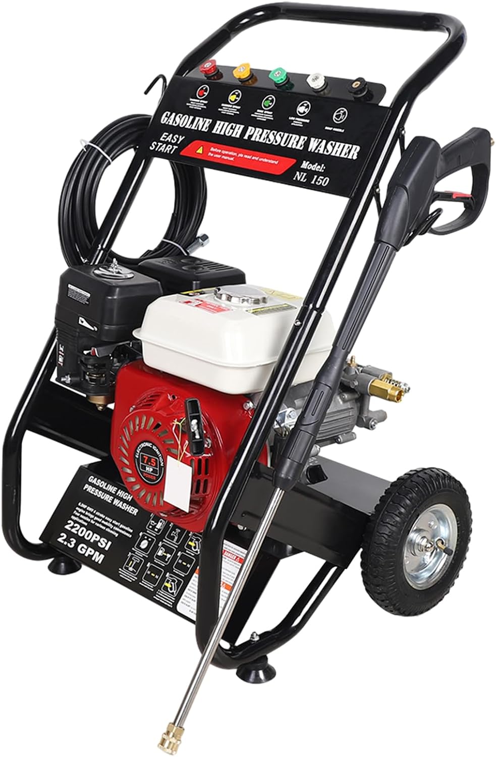 Dofanqing Nettoyeur Haute Pression à Essence – 6 l, 2200 PSI, 5 CV, Lot de 5, Tuyau de 8 m, réservoir d'eau de 3