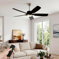 Ventilateur de plafond moderne de 132 cm avec lumière – Tribesigns, télécommande, éclairage LED à intensité variable, Noir/Argent