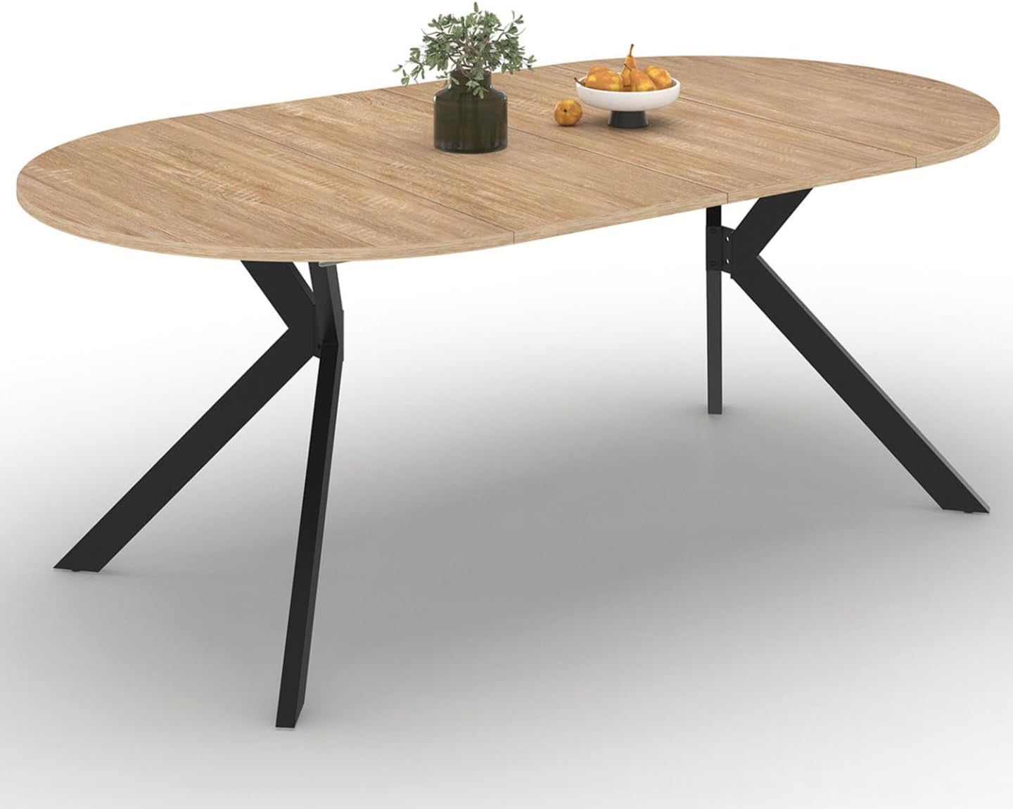 Tables – IDMarket, Table à Manger Extensible Ronde Alix 4-10 Personnes Pied araignée Bois et Noir 110-200 cm, Bois/Noir
