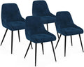 IDMarket Lot de 4 chaises THALYA en Velours Bleu avec accoudoirs – Craquez pour ce lot de 4 chaises en velours bleu THALYA avec demi-accoudoirs