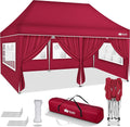 tillvex Tonnelle étanche 3 x 6 m pliable pop-up réglable en hauteur – avec 6 panneaux latéraux, Tente de jardin, protection UV 50+, rouge