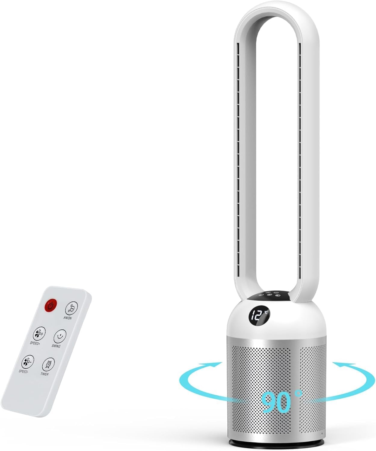 YAZEKY Ventilateur Colonne Sans Pale 101 cm – 24 Vitesses Ventilateur Tour Silencieux, Minuterie De 12H, Écran LCD
