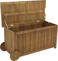 Coffres de rangement – DEGAMO, Coffre de rangement Navara avec roulettes, pour extérieur, en bois d'acacia marron huilé, certifié FSC®