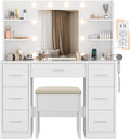 110 x 40 x 137 cm – Grande Coiffeuse avec Miroir et Tabouret – Coiffeuses, Devoko, Table de Maquillage avec 7 Tiroirs et 4 Étagères de Rangement
