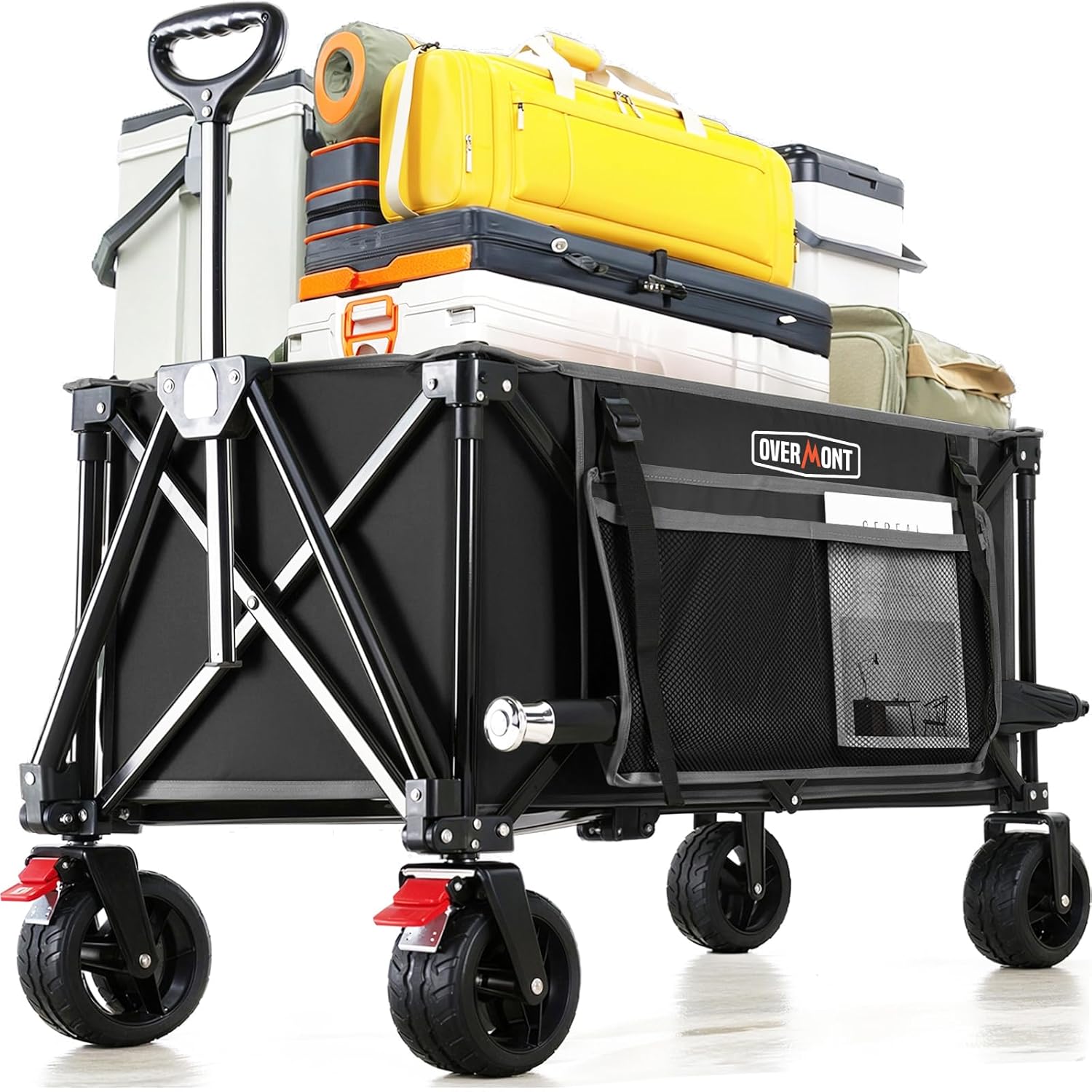 : ce modèle pliable – Chariot à Main Pliable avec Frein de Roue Avant Amovible - Roues Larges - Poche latérale – Chariots à 2roues