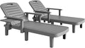 Outsunny Lot de 2 Bains de Soleil – Chaise Longue avec Dossier inclinable à 5 Positions et tablettes Pliables