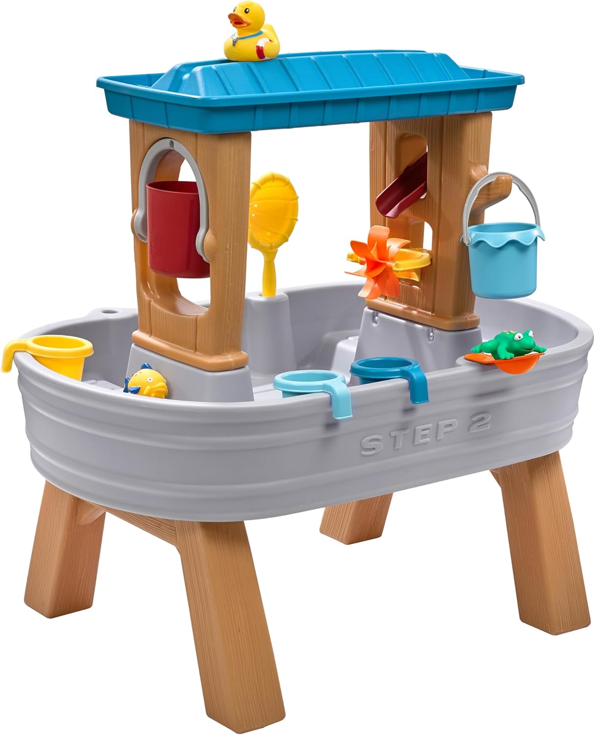 Step2 Rain Showers Splash Tub Table d'eau avec 10 Accessoires - Gris & Marron – Activité pour Le Jardin, Gris/Marron/Bleu/Jaune/Rouge/Vert