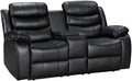 Canapé inclinable 2 places en cuir noir avec porte-gobelet – 185 x 90 x 90 cm, Idéal pour salon et home cinéma