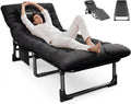 Transat Jardin Extérieur avec Coussin - Bain de Soleil avec Poches Latérales et Appui-tête – UDPATIO, 200x69x34 cm, - Noir
