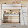 ModernLuxe Lit mezzanine pour enfant – 90 x 200 cm, avec bureau, en bois massif, blanc, sans matelas, multifonctionnel