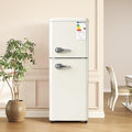KOMHTOM Réfrigérateur à 2 Porte – Réglage de La Température à 7 Niveaux, éclairage LED, 112L, Blanc, Petit Frigo