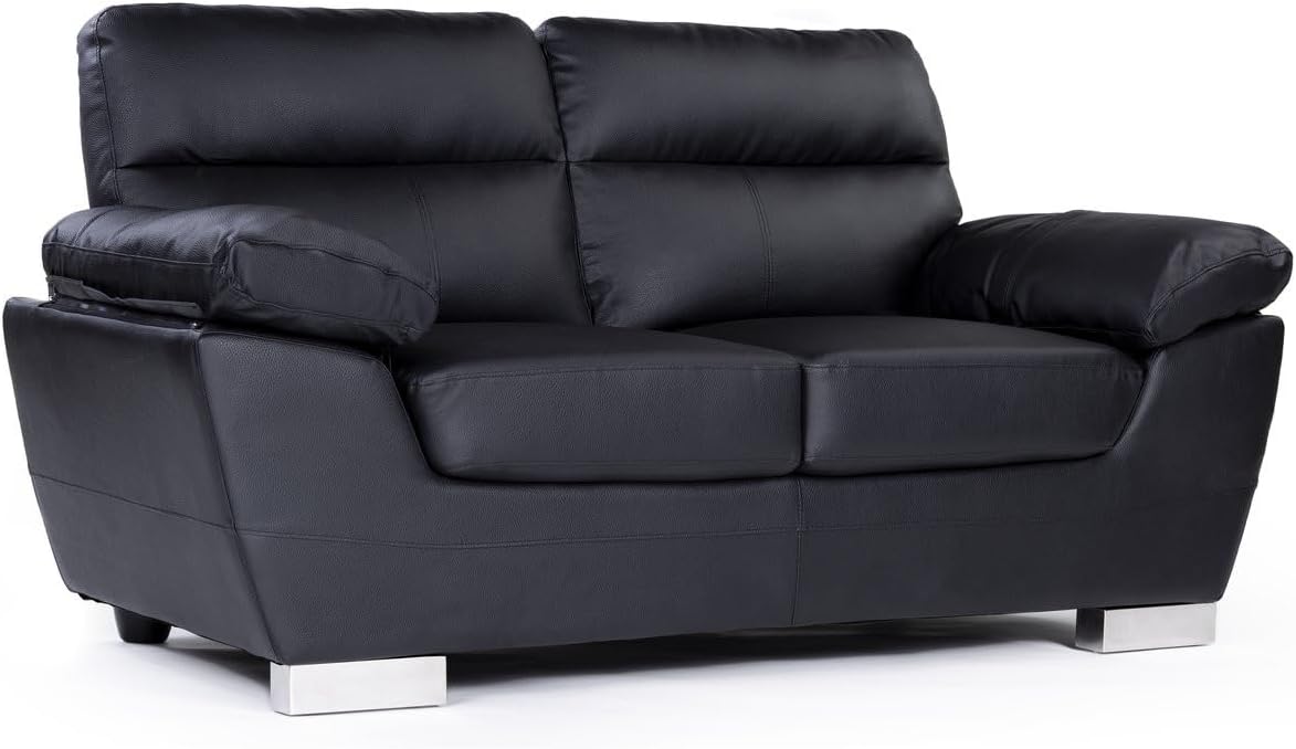 Canapé Fixe en Cuir Reconstitué et PVC Dallas – Canapés et divans, Habitat et Jardin, 2 Places, 169cm x 88cm x 90cm, Noir