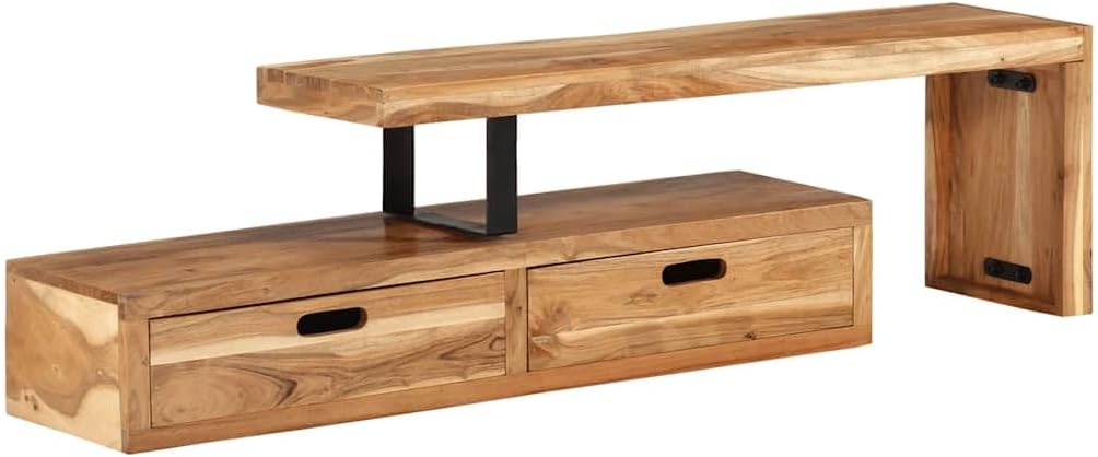 Banc TV – vidaXL, Meuble TV, Meuble Télé de Salon, Armoire de Télévision avec Tiroirs, Bois d'Acacia Massif, Armoire de Rangement Intérieur