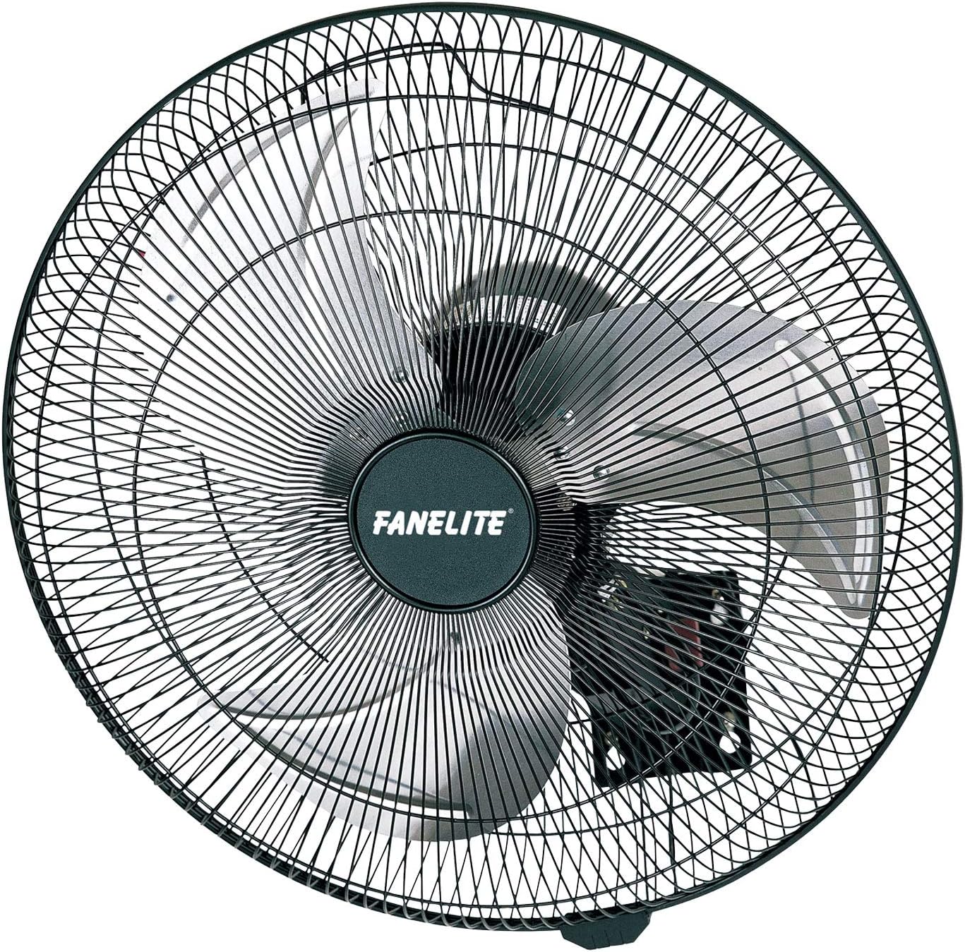 Ventilateurs muraux – Fanelite, Ventilateur mural 45T-W - Diamètre 45 cm - 3 vitesses - Avec cordons - Oscillant ou fixe, Noir/Gris