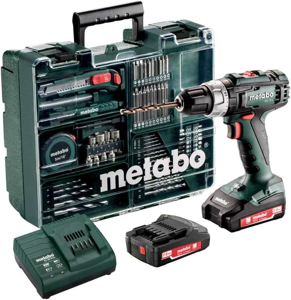metabo Perceuse visseuse sans fil 18V BS 18 L Set METABO - 602321870 – Noir/Rouge/Vert