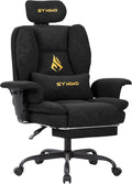 Chaises de Gamer – Symino, PU en Cuir 130kg, Passez du mode travail (90°) à la relaxation (155°) en un geste, Noir/Or