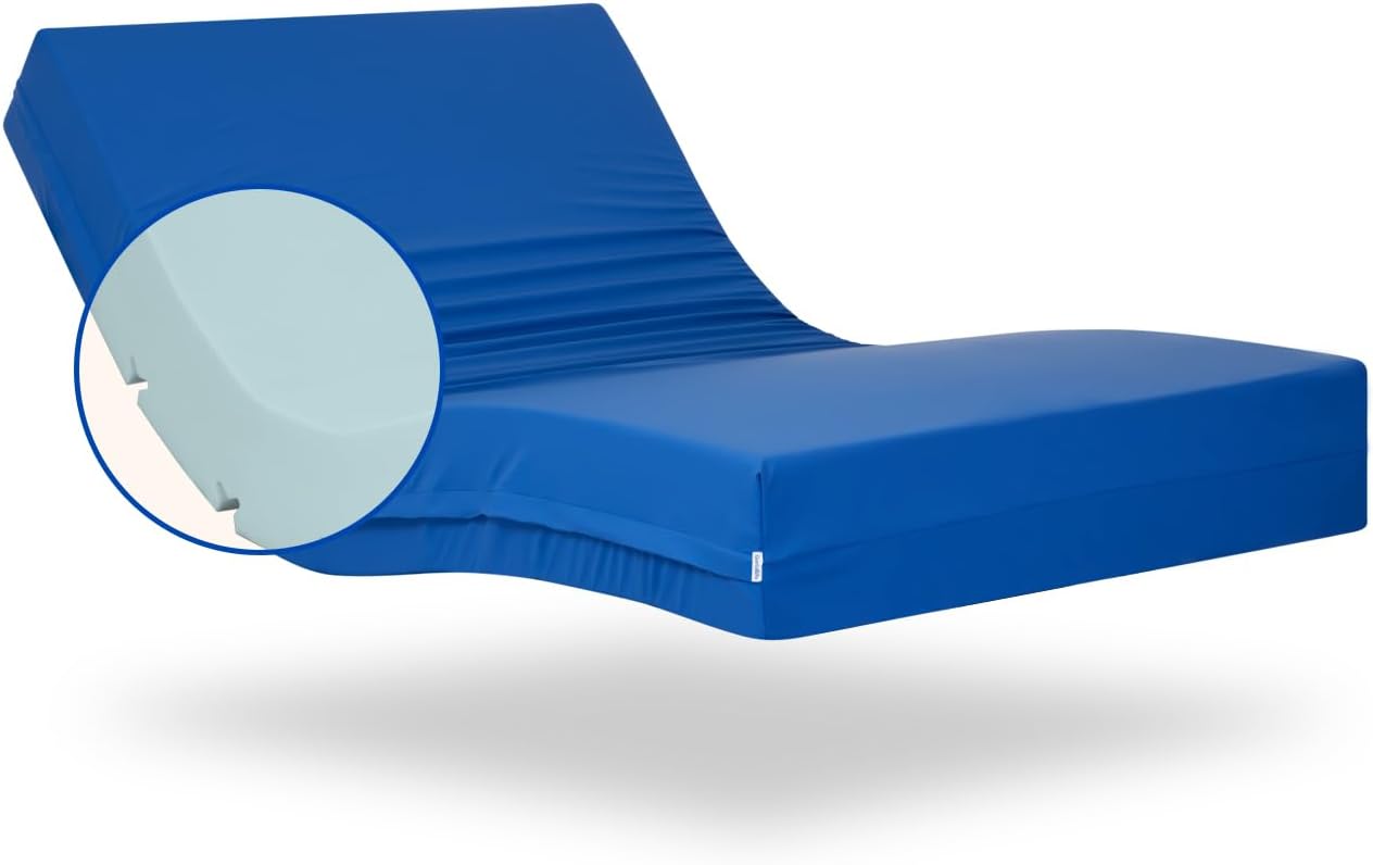 Geriafy Matelas Professionnal HR Haute Résilience de 15 cm d'épaisseur – 90x190 cm, Housse Imperméable, Bleu