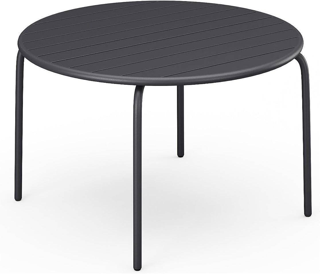Vente- - Table de Jardin Ronde D.110 cm en métal - Gris Anthracite - MIRMANDE de MYLIA – Tables à manger, Vente