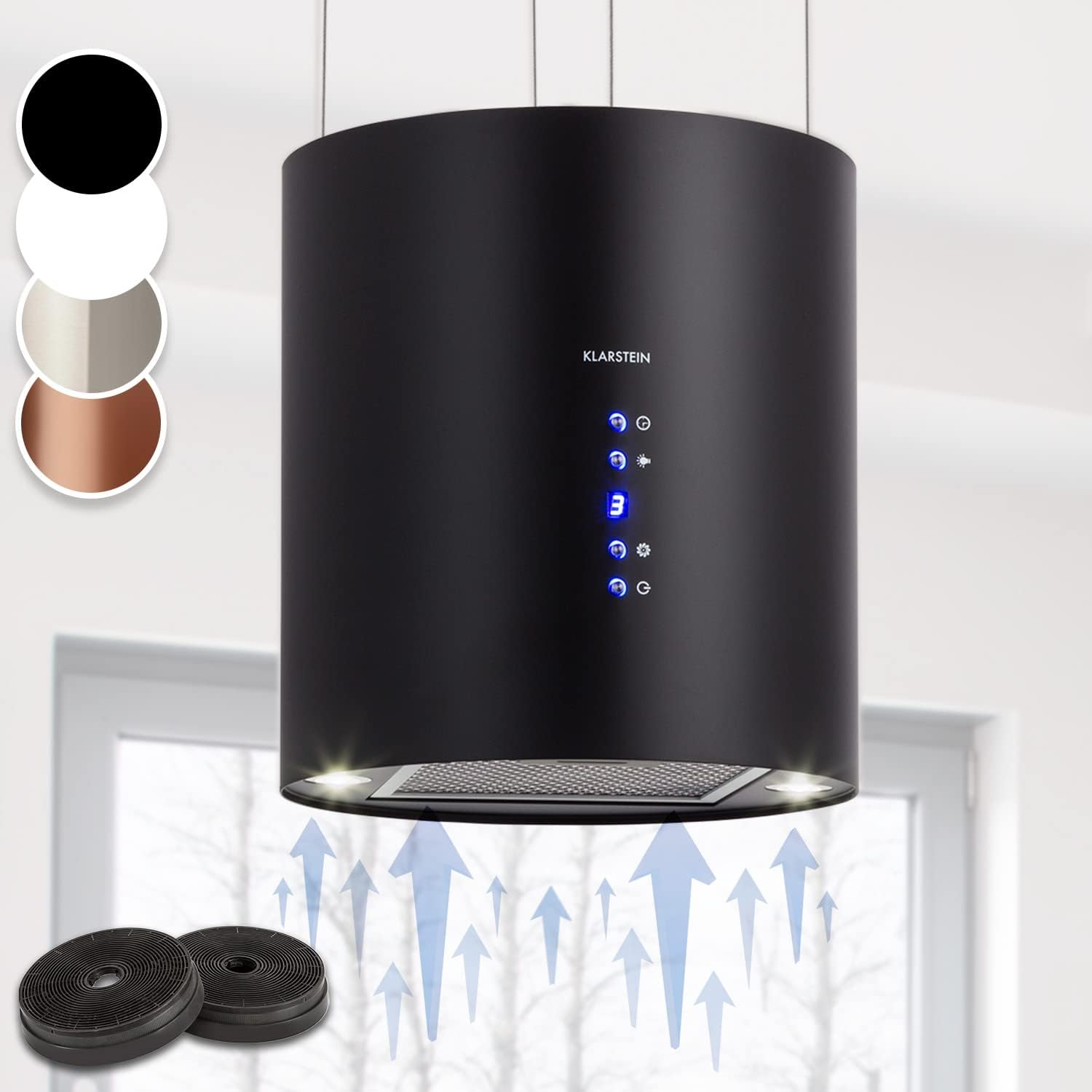 KLARSTEIN Barett Hotte aspirante pour hotte aspirante Noir – Avec une capacité de circulation de plus de 500 m3 par heure, elle est performante