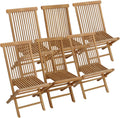 Lot de 6 chaises de Jardin Pliantes en Teck Lombok – Happy Garden, P 40 × l 45 × H 90cm - Hauteur d'assise: 45cm, Bois