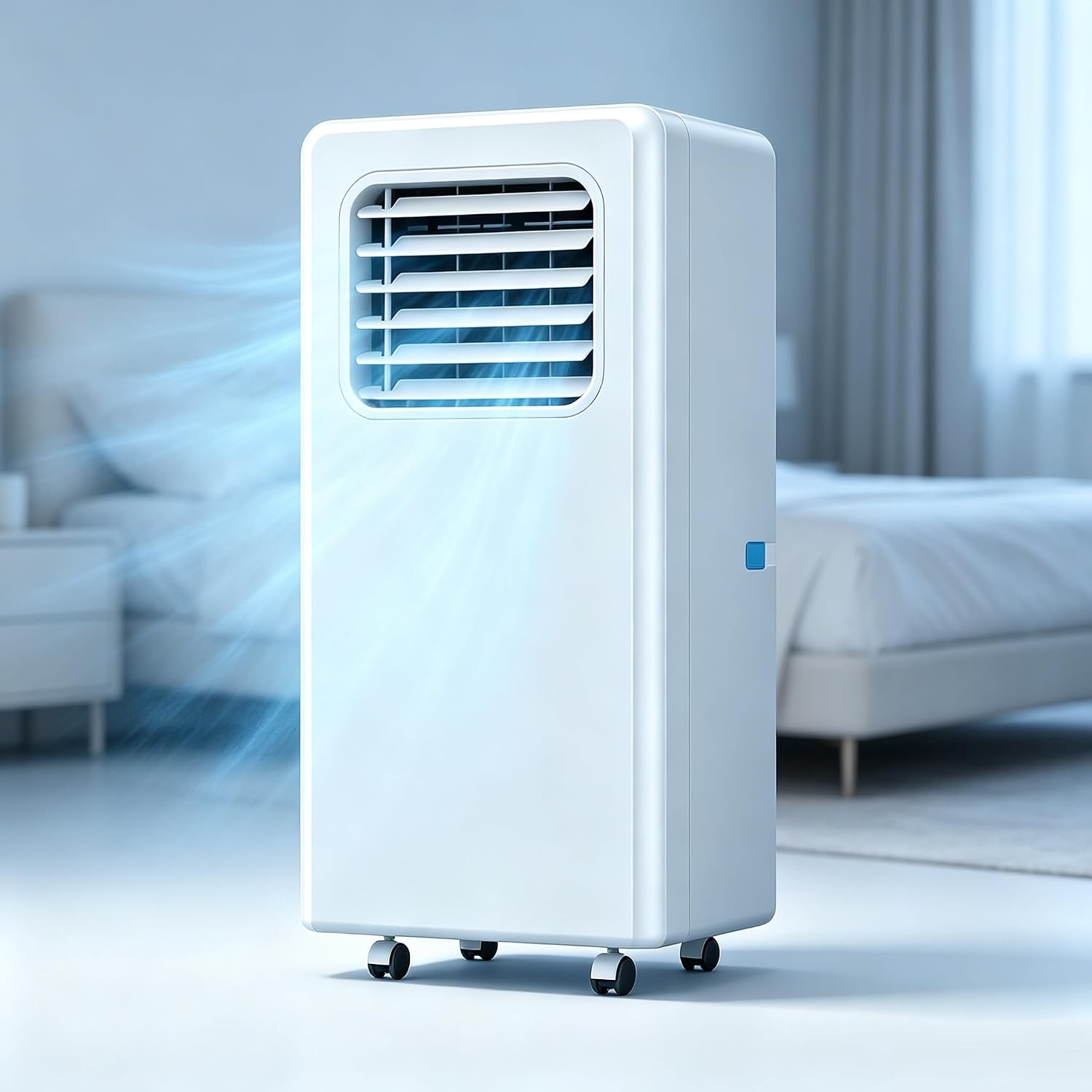 JIANGSS Climatiseur portable silencieux – pour chambre ou appartement 12000btu, écran LED et télécommande, Blanc
