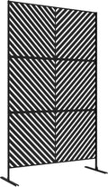 Outsunny Panneau Brise Vue décoratif paravent extérieur à Motif géométrique ajouré en métal - 122 x 45 x – Noir