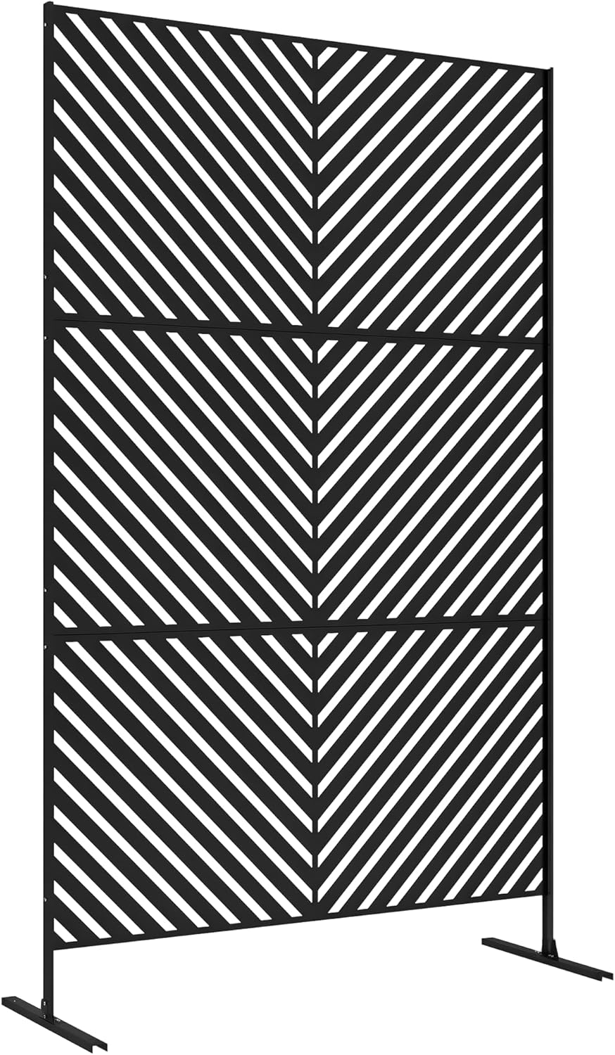 Outsunny Panneau Brise Vue décoratif paravent extérieur à Motif géométrique ajouré en métal - 122 x 45 x – Noir