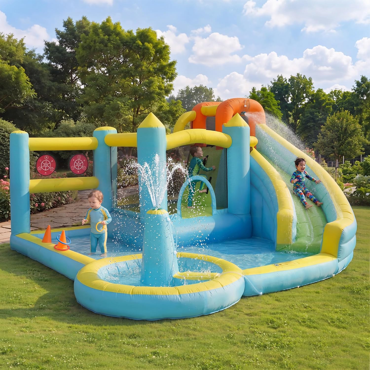 ventilateur 450 W – Château gonflable avec toboggan d'eau et trampoline – Châteaux gonflables, phosir, avec pataugeoire, arroseur