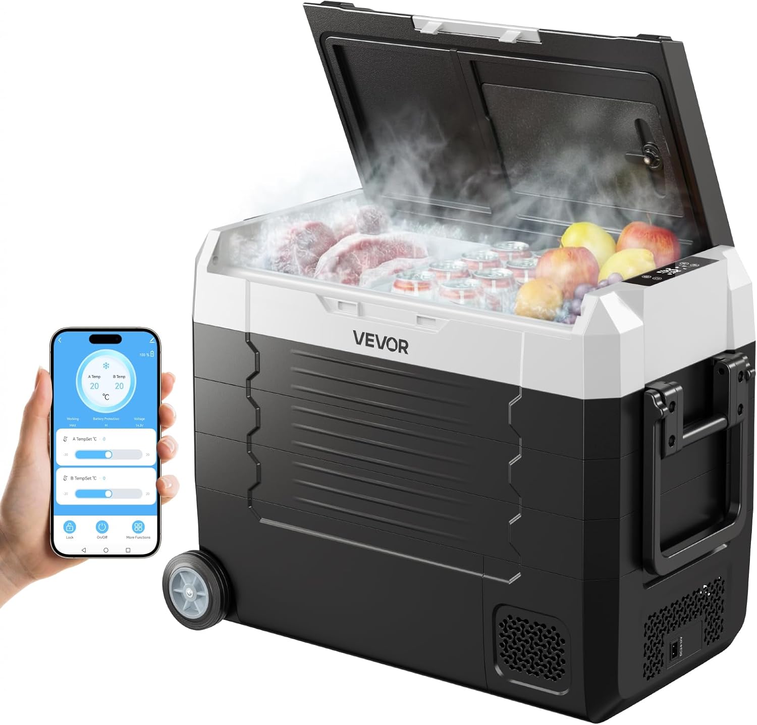 Réfrigérateur Portable à Compression 45 L – Glacières, VEVOR, Glacière Électrique DC 12/24 V et AC 100-240 V, -20 à 20 °C