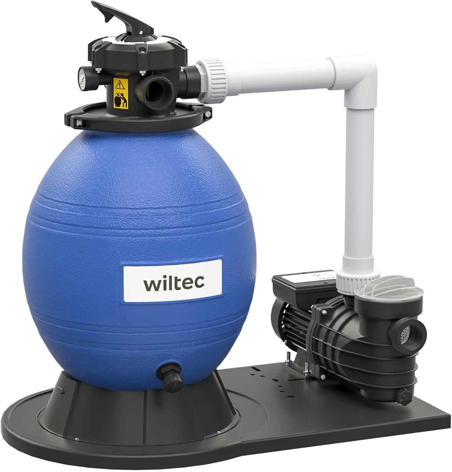 Pompes – WilTec, Filtre à Sable et Particules, Cuve de Filtration pour Piscine Hors-Sol Swimmingpool, 550 W, capacité 38 l / 30 kg, 18 000 l/h