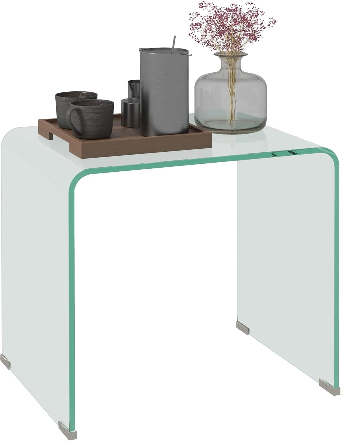 Tables basses – HOMCOM, Table Basse Moderne avec Pieds antidérapants, 50x40x45 cm, Table Basse en Verre trempé, Transparent
