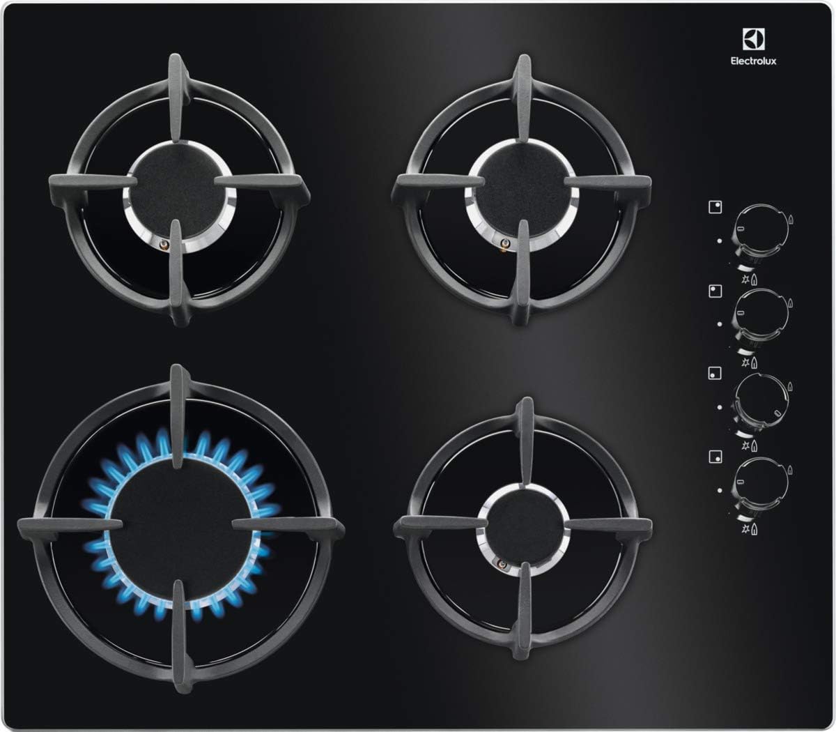 Plaque de cuisson à gaz – Tables de cuisson, Electrolux, EGG6407K, Noir