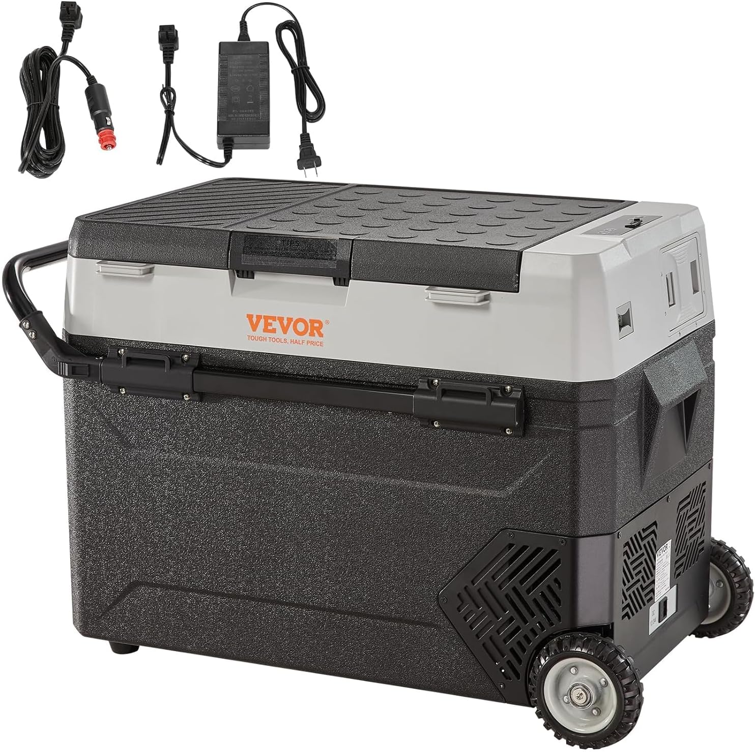 VEVOR Glacière Électrique Portable de 53 L Réfrigérateur de Voiture Portable 12/24 V CC 100-240 V CA – Noir/Gris
