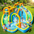 SportBob Chateau Gonflable avec Toboggan Double – Parc Aquatique Gonflable avec Piscine d'Éclaboussures