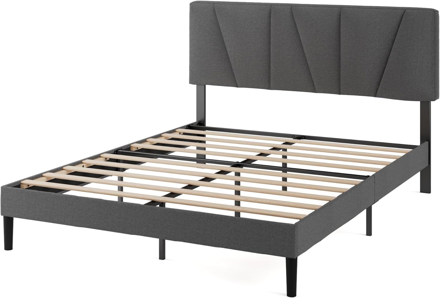 Zinus Maya Sommier 140x190 cm avec Lattes en Bois - Hauteur 30 cm - Cadre & Tête de Lit 2 Personnes