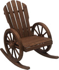 Fauteuil de Jardin Adirondack à Bascule Rocking Chair Style Rustique Chic accoudoirs Roues – Outsunny, Marron
