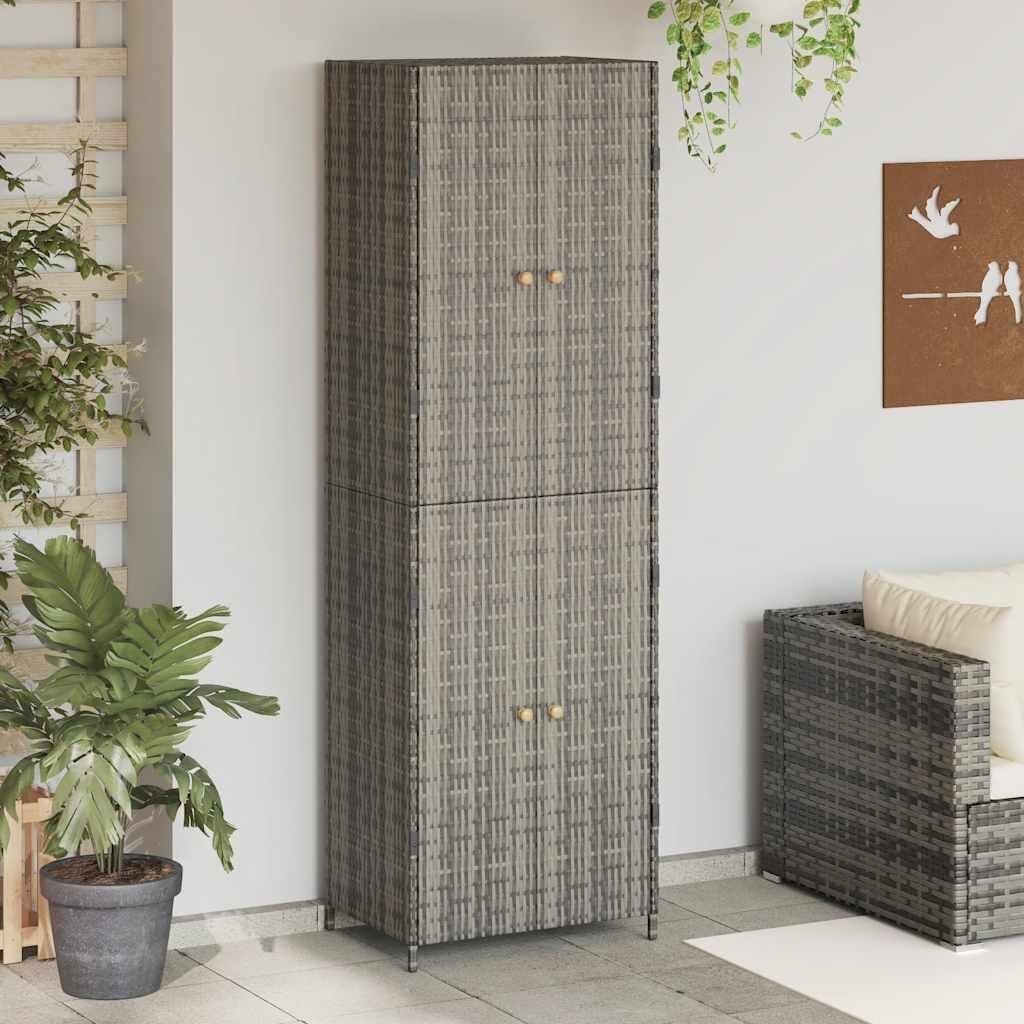 Générique Armoire de Rangement Jardin Gris 59x40x180 cm Résine tressée Casiers & armoires de – 319873