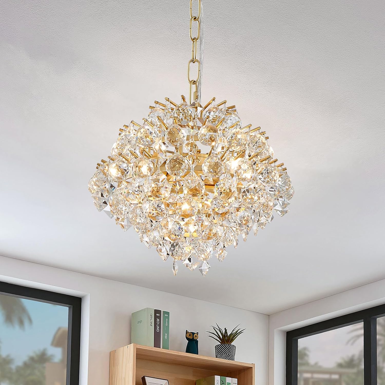 4 ampoules x G9 sont requises (non incluses) – Or Lustre Suspendu Moderne Cristal Goutte de Pluie Éclairage Plafonnier Lampe Pour Salle À – Lustres